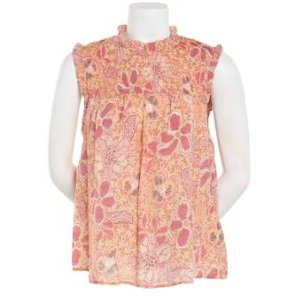 Nanette Lepore Sleeveless Smocked Floral Top